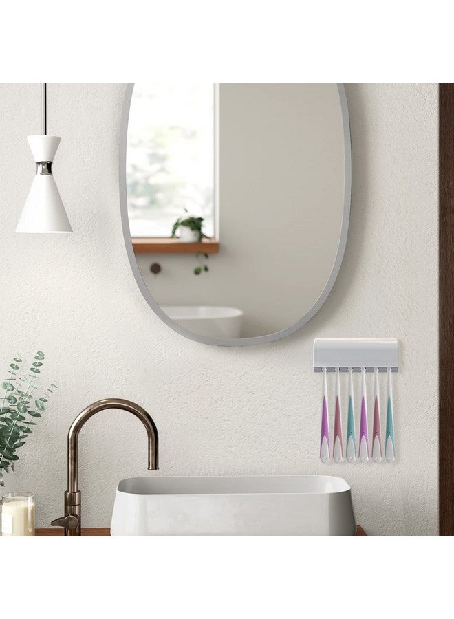 Linkidea Wallmount Toothbrush Holder with Cover for Shower, RV Cabinet Organizer, Plastic Self Adhesive 6 Slots Tooth Brush Hanger Compatible with Oral-B CrossAction, Colgate Extra Clean - Image 5