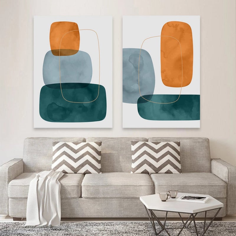 ماركتنا لوحة قماشية ثنائية بتصميم مودرن بمقاس اجمالي 80×60 سم - Image 1