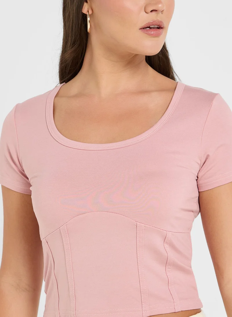Ginger Basics  Fitted T-Shirt With Corset Bodice for Women | Best Price UAE