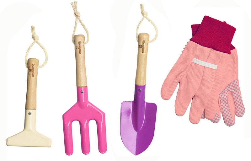 Kinderific Gardening Set, Tool Kit, for Kids, STEM, Includes Tote Bag, Spade, Watering Can, Rake, Fork, Trowel and Gloves (Princess Pink) - Image 2