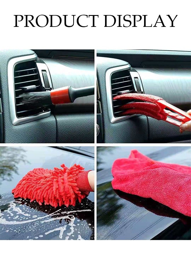DUNISO 18 Pieces Drill Brush Attachment Set, Wash Mitt Sponge Towels Tire Brush Duster Complete Interior Car Care Kit Drill Cleaning Brush for Wheel Brush for Bathroom, Floor, Bathtub, Car  - Image 3