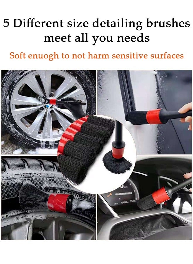 DUNISO 18 Pieces Drill Brush Attachment Set, Wash Mitt Sponge Towels Tire Brush Duster Complete Interior Car Care Kit Drill Cleaning Brush for Wheel Brush for Bathroom, Floor, Bathtub, Car  - Image 4