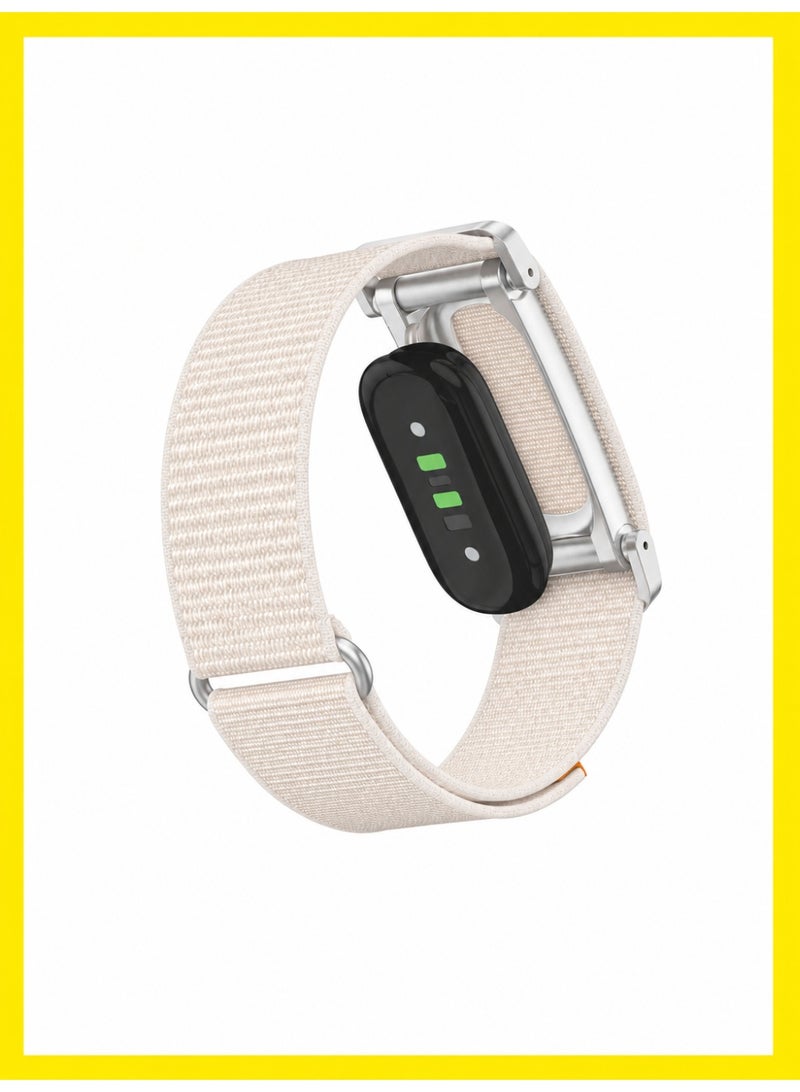 1 طابق سرداب حزام نايلون بديل قابل للتنفس متوافق مع Google Fitbit Air، مع إطار حماية معدني وتصميم سريع الفك، بيج - Image 5