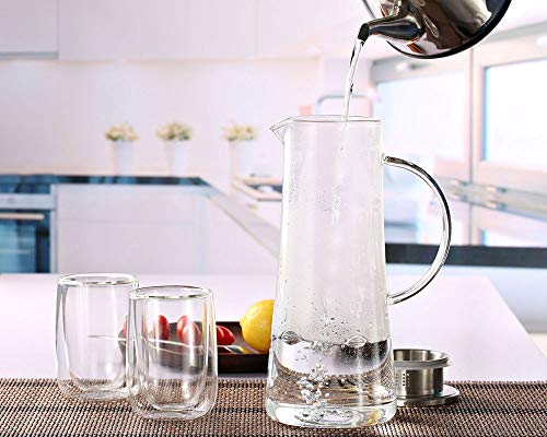 Hwagui - Heat Resistant Glass Pitcher with Stainless Steel Lid, Water Carafe with Handle, Good Beverage Pitcher for Homemade Juice and Iced Tea, 1600ml/53oz - Image 5