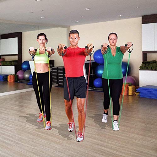 Bodylastics Resistance Tube with Adjustable Length, Non-Slip Handles, High Density Door Anchor for Strength Training (Blue - 20 LBS)(Material: Natural Latex) - Image 4