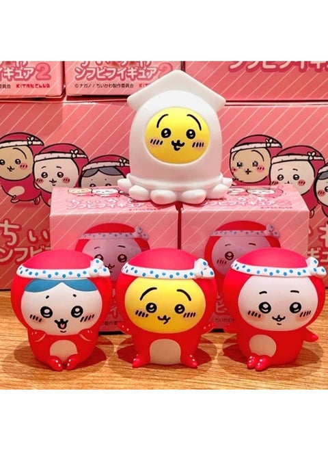 Self-deprecating Bear Chiikawa Jiyika Wa Lian Sanrio Blind Box Ornaments Usaki Hachi And Friends Hand-made-Color:Four Types Of Octopus Self-mocking Bears [full Set Of 4] Non-repeating-Specifications:[color Box] With Steel Seal, No After-sales Service After Unpacking
