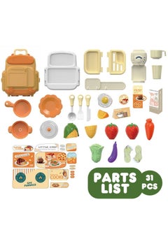 Swift 31 Pcs Tableware Kitchen Toy with Backpack Pretend Cooking Food Play Dinnerware Set Safe Cute Children Girl Toy Gift Fun Game Toy Kitchen Orange  - Image 4