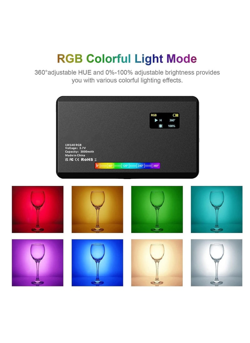 Generic - W140 RGB LED Video Light Rechargeable Photography Fill Light CRI95+ 2500K-9000K Dimmable 20 Lighting Effects with LCD Display Cold Shoe Adapter for Vlog Live Streaming Video Conference Product - Image 1