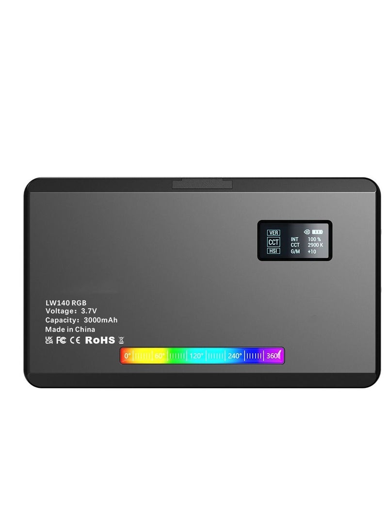 Generic - W140 RGB LED Video Light Rechargeable Photography Fill Light CRI95+ 2500K-9000K Dimmable 20 Lighting Effects with LCD Display Cold Shoe Adapter for Vlog Live Streaming Video Conference Product - Image 1