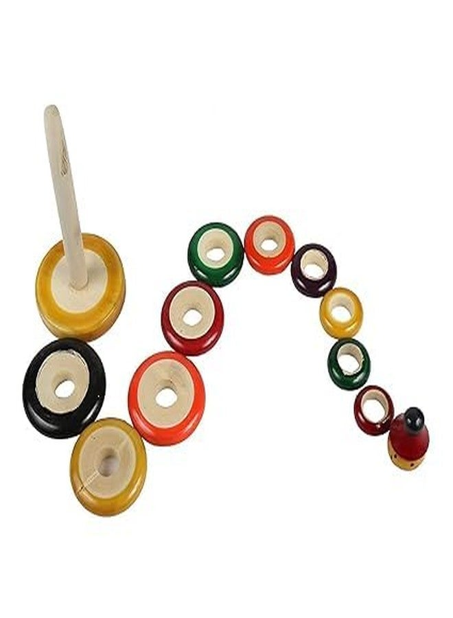 Toycel Wooden 10 Ring Stacking Toy Educational Learning Toy Wooden Rainbow Ring Stacker for Kids to Develop Eye Coordination Fun Learning Toy - Image 4