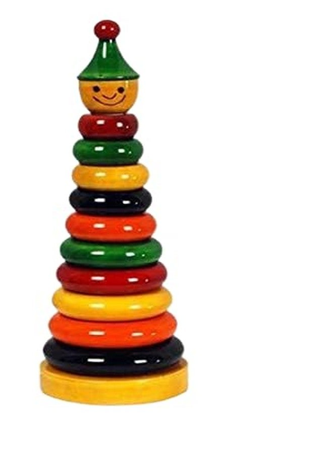 Toycel Wooden 10 Ring Stacking Toy Educational Learning Toy Wooden Rainbow Ring Stacker for Kids to Develop Eye Coordination Fun Learning Toy - Image 1