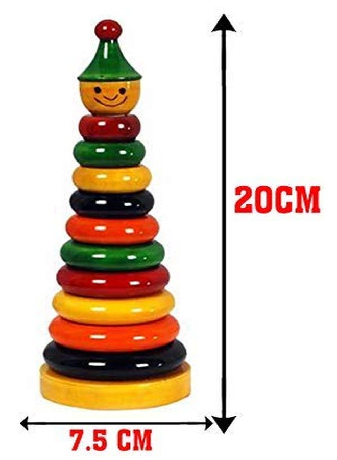 Toycel Wooden 10 Ring Stacking Toy Educational Learning Toy Wooden Rainbow Ring Stacker for Kids to Develop Eye Coordination Fun Learning Toy - Image 2