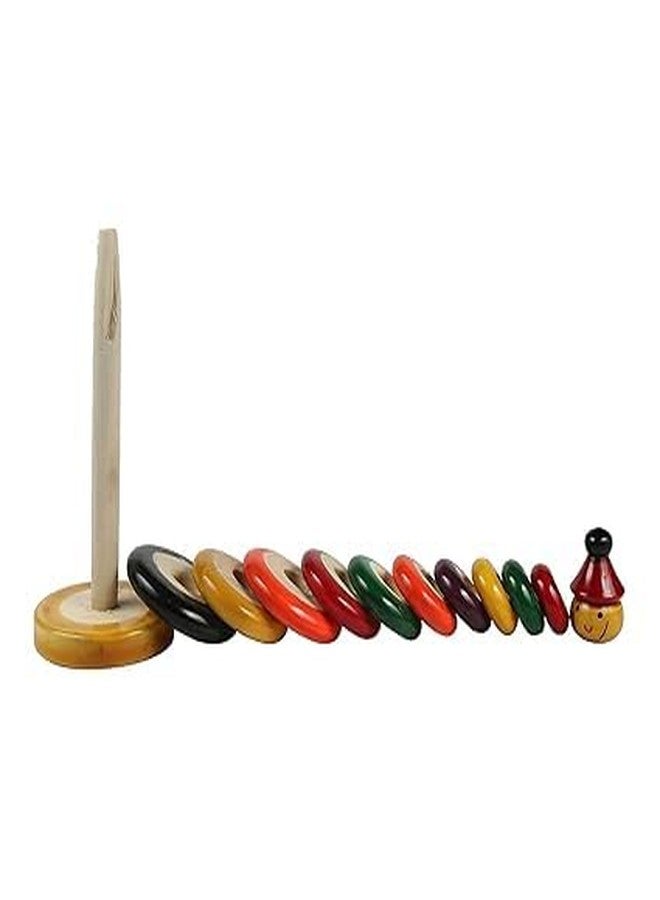 Toycel Wooden 10 Ring Stacking Toy Educational Learning Toy Wooden Rainbow Ring Stacker for Kids to Develop Eye Coordination Fun Learning Toy - Image 3
