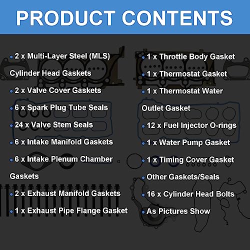 SUSUCAR 3.6 Pentastar Head Gasket Set HS26541PT Head Bolts for 2011-2016 Chrysler 200 300 Dodge Charger Journey Ram 1500 Jeep Grand Cherokee Wrangler 3.6L - Image 3