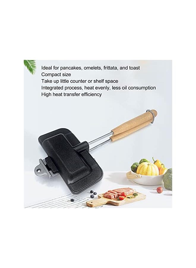PROMASS - Sandwich Maker Pan, Double Sided Frying Pan, Nonstick Coating Grill Pie Pan for Home Breakfast Toast, Stove Top Waffle Skillet with Storage Bag, Heat Resistant Handles - Image 1