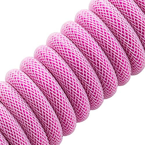 CableMod Classic Coiled Keyboard Cable (Strawberry Cream, USB A to USB Type C, 150cm) - Image 2