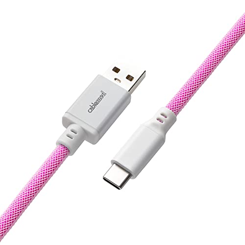 CableMod Classic Coiled Keyboard Cable (Strawberry Cream, USB A to USB Type C, 150cm) - Image 3