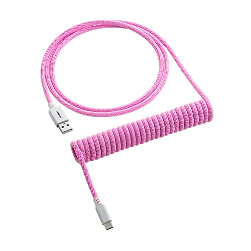 CableMod Classic Coiled Keyboard Cable (Strawberry Cream, USB A to USB Type C, 150cm) - Image 5