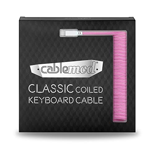 CableMod Classic Coiled Keyboard Cable (Strawberry Cream, USB A to USB Type C, 150cm) - Image 4
