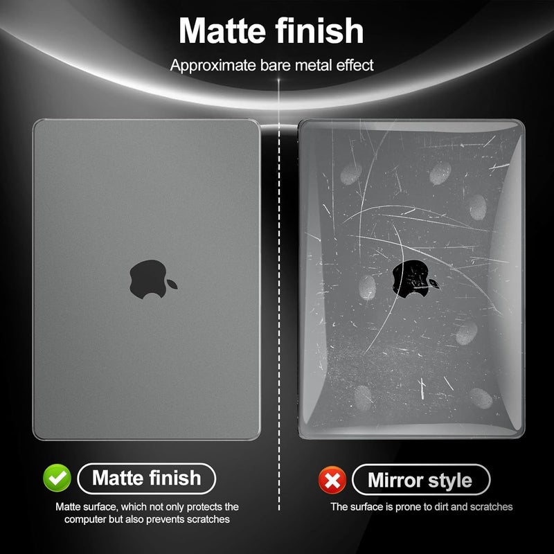 Eoocoo غطاء EooCoo متوافق مع ماك بوك إير 13.6 بوصة M4 M3 M2 إصدار 2025 2024 2022، A3240 A3113 A2681 غطاء صلب واقي غير لامع شفاف، [رفيع جداً غير مرئي] [ملمس أصلي] - رمادي فضائي - Image 5