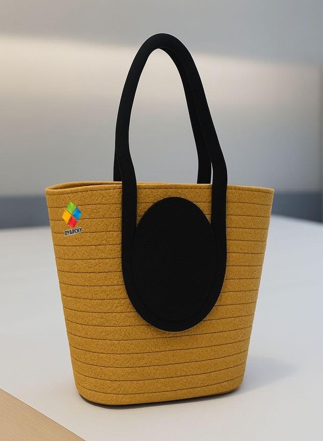 DYARCHY Cute Design Cotton Rope Storage Basket with Handles,(BEIGEBLACK) - Image 1
