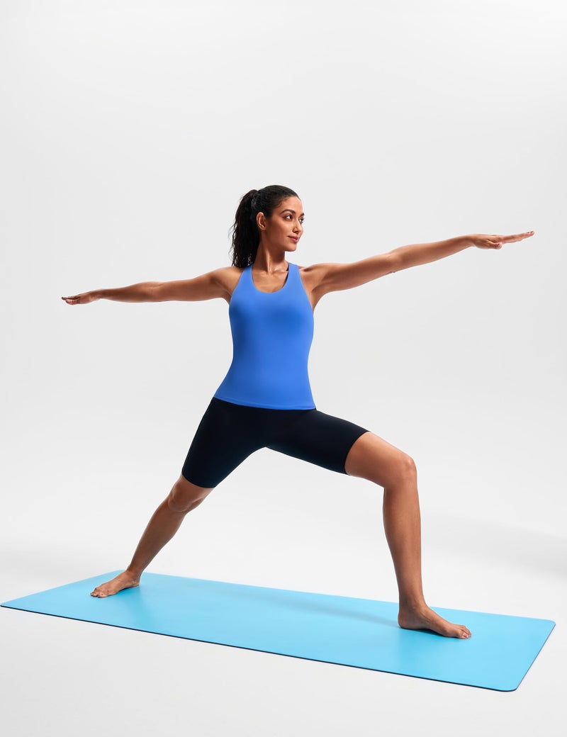 JOYSPELS Workout Tank Top with Built-in Bra for Women â€“ Cross Back Athletic Yoga Tops Breathable Stretchy Sports Camisole for Gym Pilates Royal Blue - Image 3