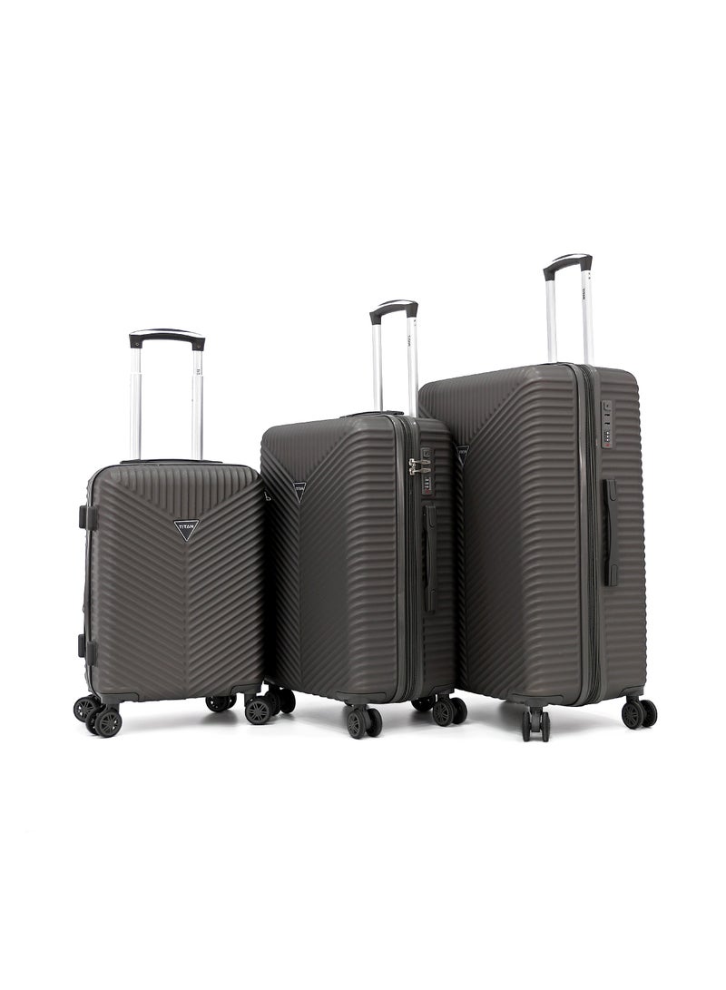 Hardside Luggage Trolley Bag 3 Pieces Set,Grey (S-20",M-24",L-28")