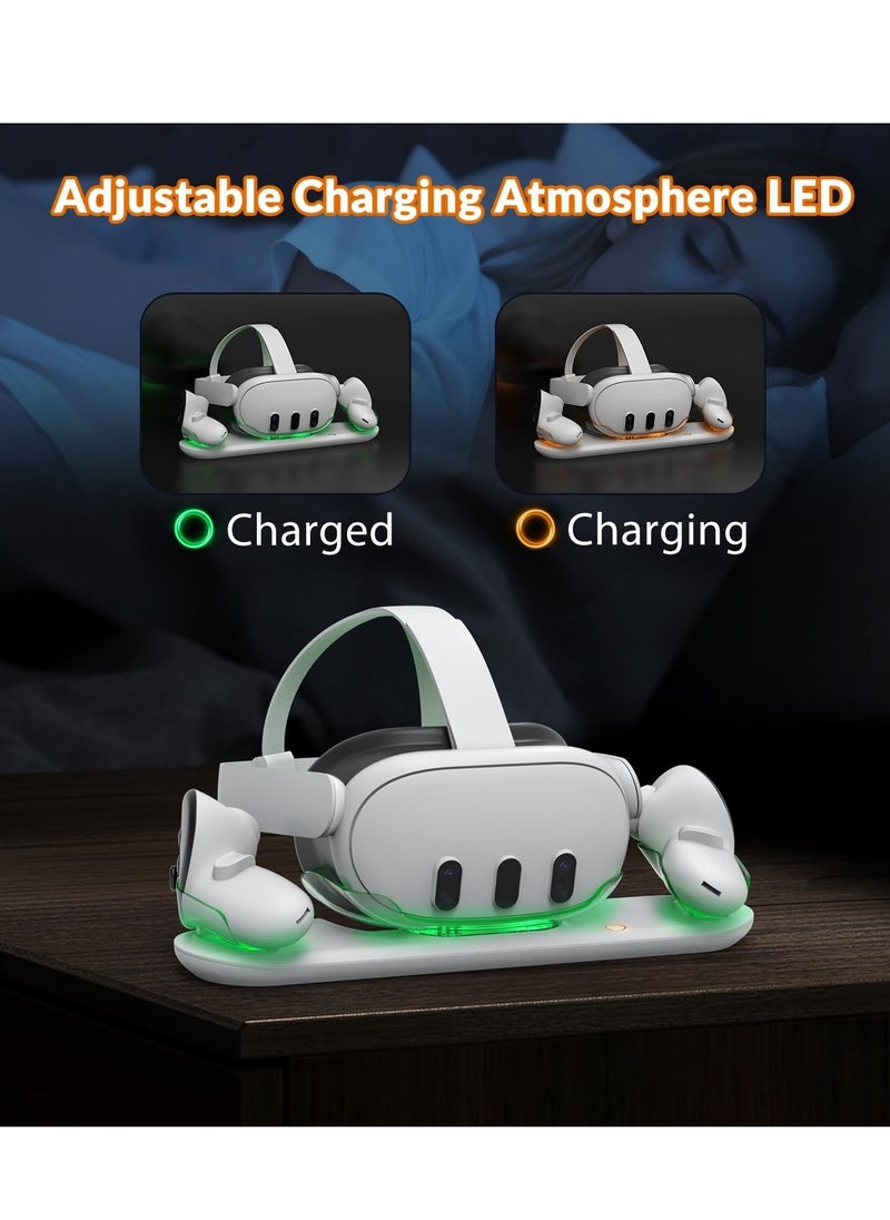Generic - VR Charging Station for Oculus/Meta Quest 3 - Dual Charging Dock with LED Indicator for Headset and Touch Controllers, Includes 2 Rechargeable Batteries for Simultaneous Charging. - Image 1