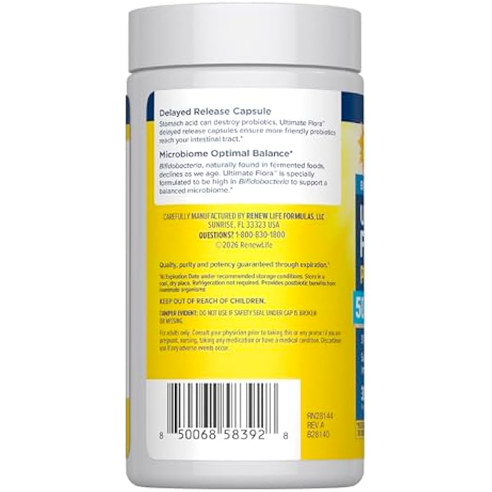 Renew Life Ultimate Flora Probiotic with Prebiotic | 50 Billion CFU | 31 Probiotic Strains | 30 Delayed Release Vegan Capsules | 3-1 Synbiotic | Supports Digestive Health | Dairy, Soy and Gluten Free - Image 3