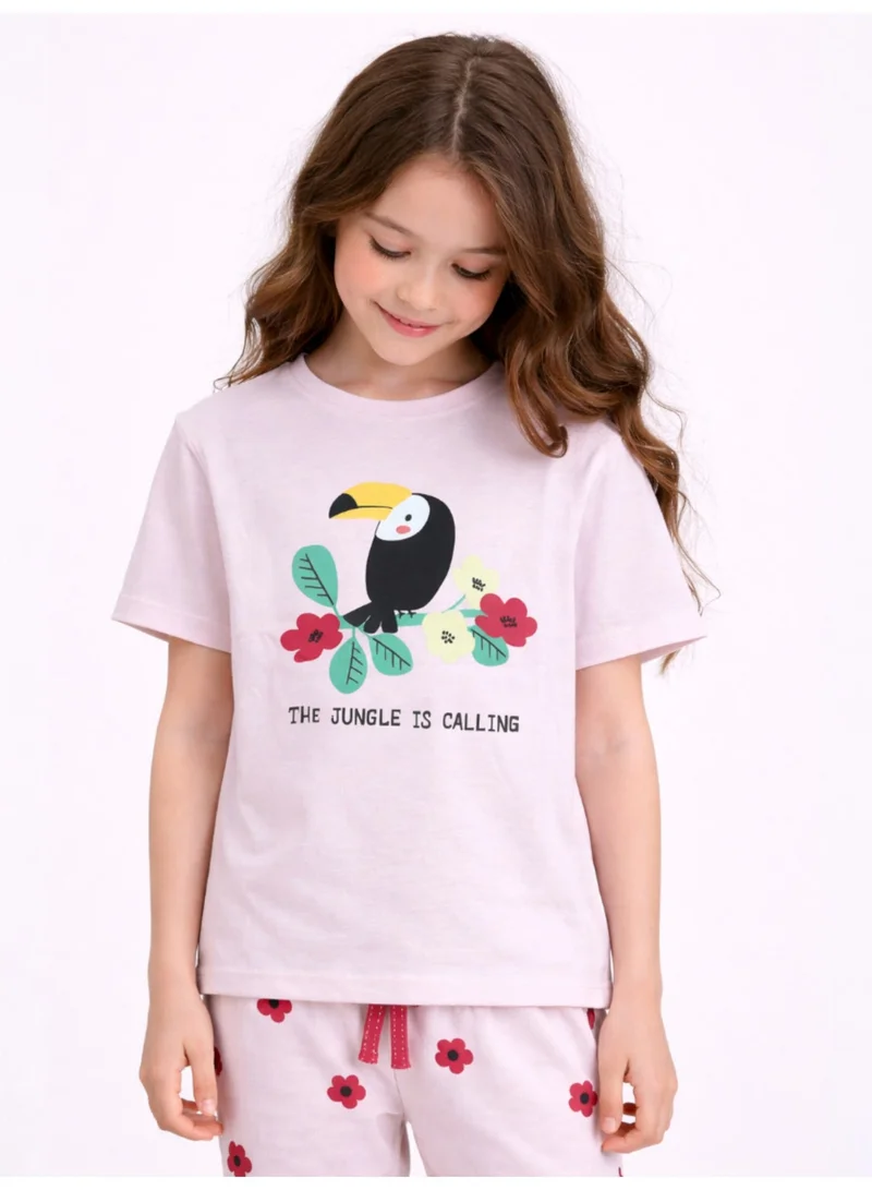 Victor And Jane  Girls’ Pajama Set – Toucan Graphic T-Shirt & Heart Print Pants for Women | Best Price UAE