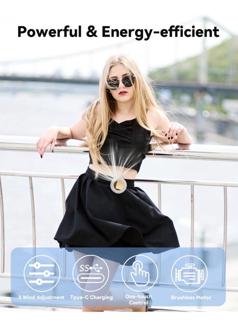 Portable Bladeless Mini Clip-On Fan, USB Rechargeable, 3-Speed, Personal Cooling, Beige - Image 3