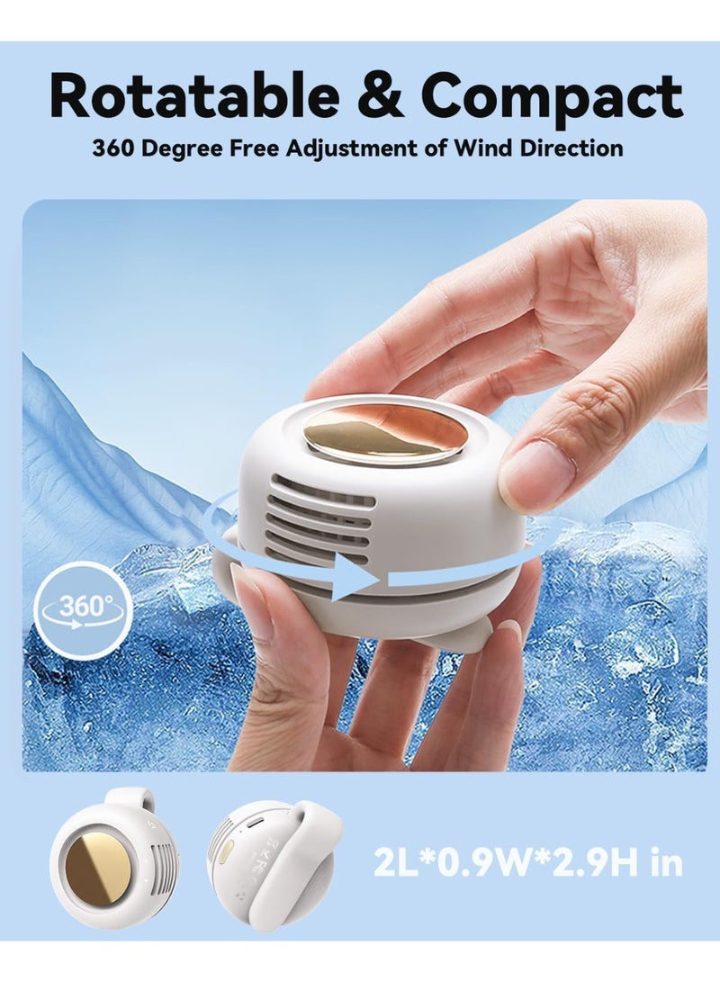 Portable Bladeless Mini Clip-On Fan, USB Rechargeable, 3-Speed, Personal Cooling, Beige - Image 2