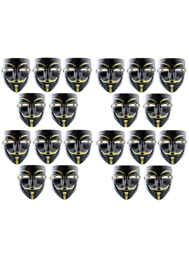 هونج كونج بالونز قناع وجه كوميدي لشخصية جاي فوكس المجهولة من بالونات هونج كونج، أبيض (عبوة من 20 قطعة، أسود) - Image 1