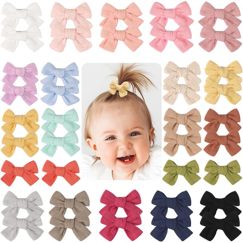 JOYOYO Baby Bows Clips in 20 Colors,Cotton Linen Fabric Hair Bows Alligator Hair Clips Barrettes and Hair Accessories for Baby Girls,Toddlers,Kids - Image 1