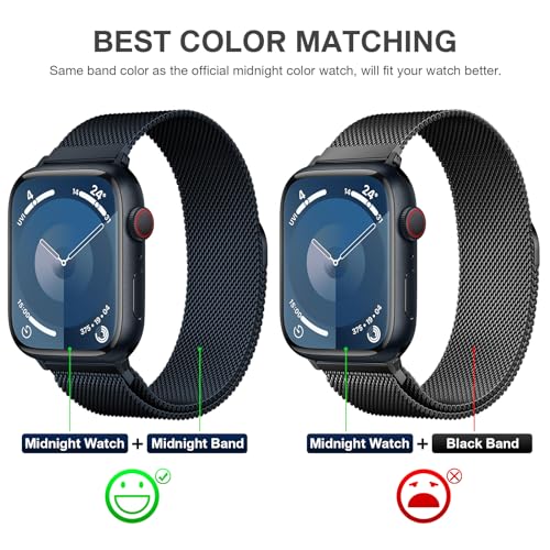MARGE PLUS Stainless Steel Milanese Loop Compatible with Apple Watch Bands 46mm 42mm 44mm 45mm 49mm 38mm 40mm 41mm men and women, Magnetic Clasp Replacement for iWatch Ultra Series 11 10 9 8 7 SE 6 5 4 3 2 1 - Image 3