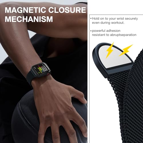 MARGE PLUS Stainless Steel Milanese Loop Compatible with Apple Watch Bands 46mm 42mm 44mm 45mm 49mm 38mm 40mm 41mm men and women, Magnetic Clasp Replacement for iWatch Ultra Series 11 10 9 8 7 SE 6 5 4 3 2 1 - Image 2