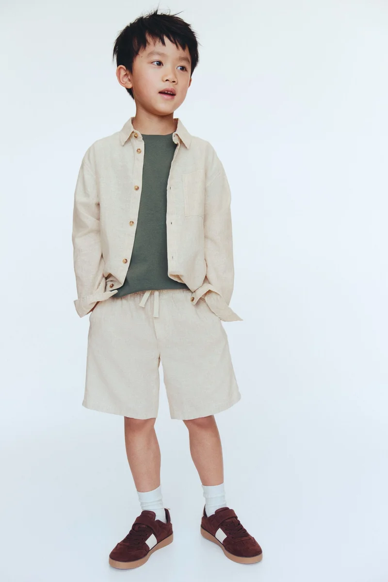 H&M Linen-blend drawstring shorts