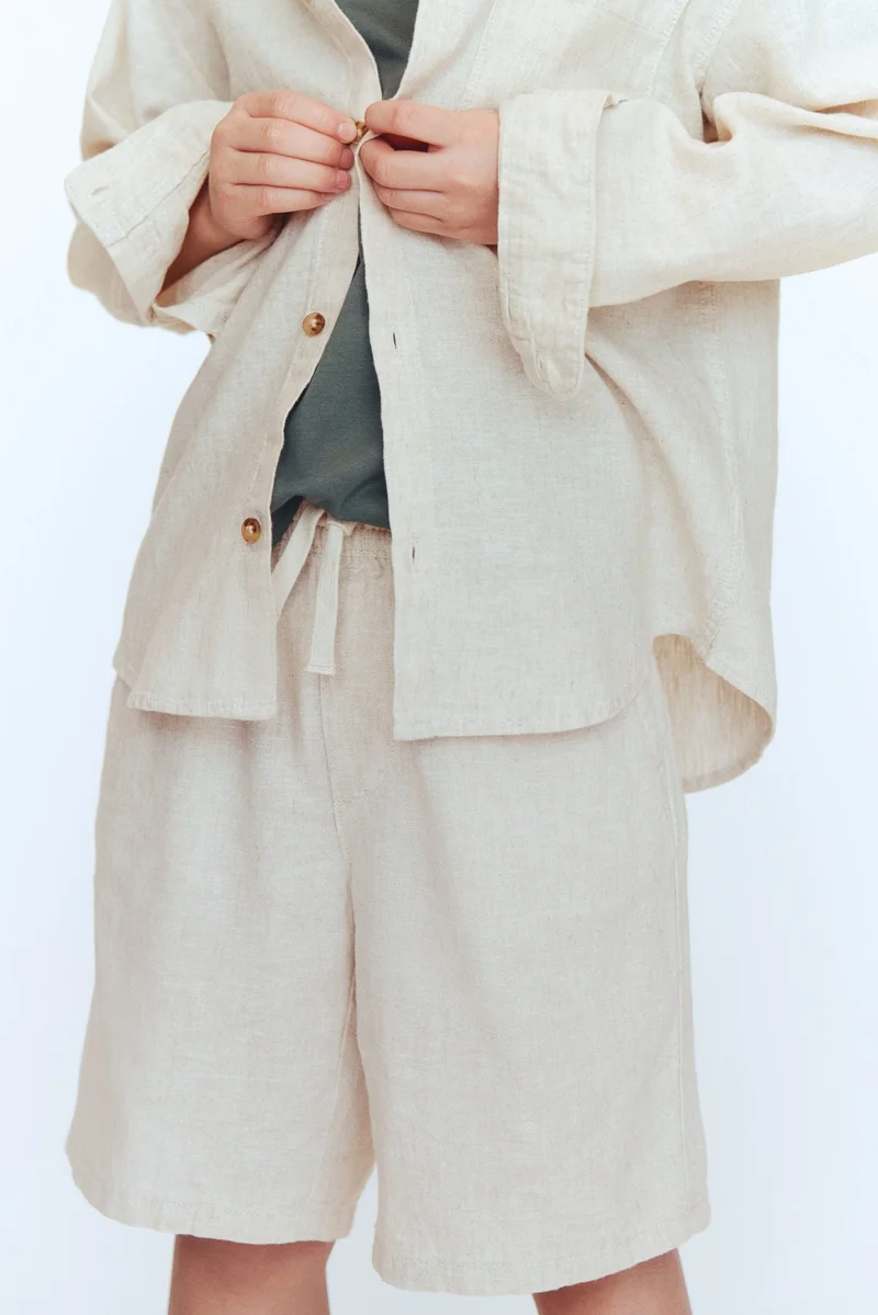 H&M Linen-blend drawstring shorts