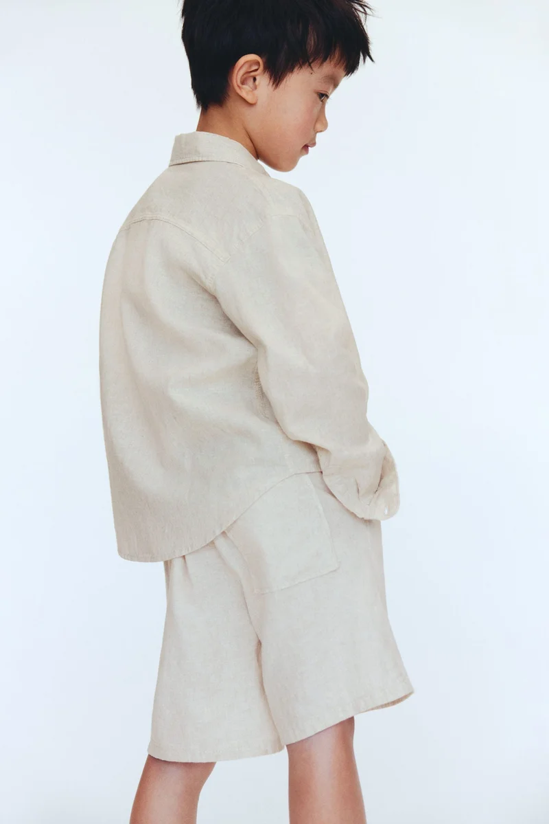 H&M Linen-blend drawstring shorts