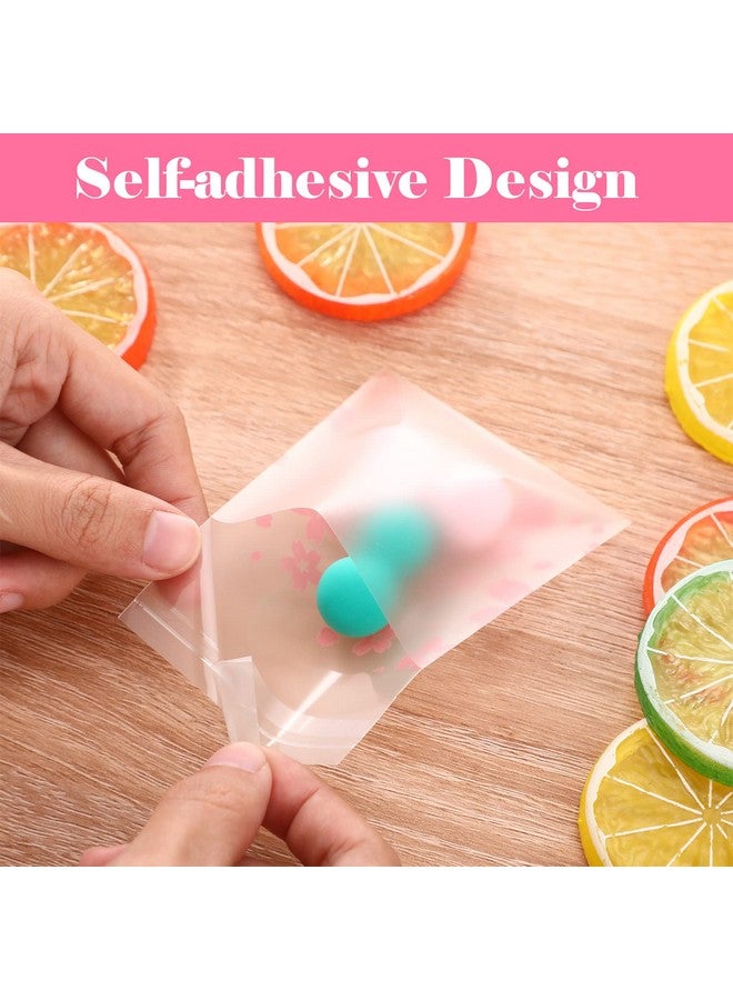NUOMI Resealable Cellophane Bags Self-Adhesive Frosting Cherry Blossoms Bags 100Pieces Good For Bakery Candy, Cookie, Soap, Candle Gift Wraping Storage 2.8"X2.8" - Image 5