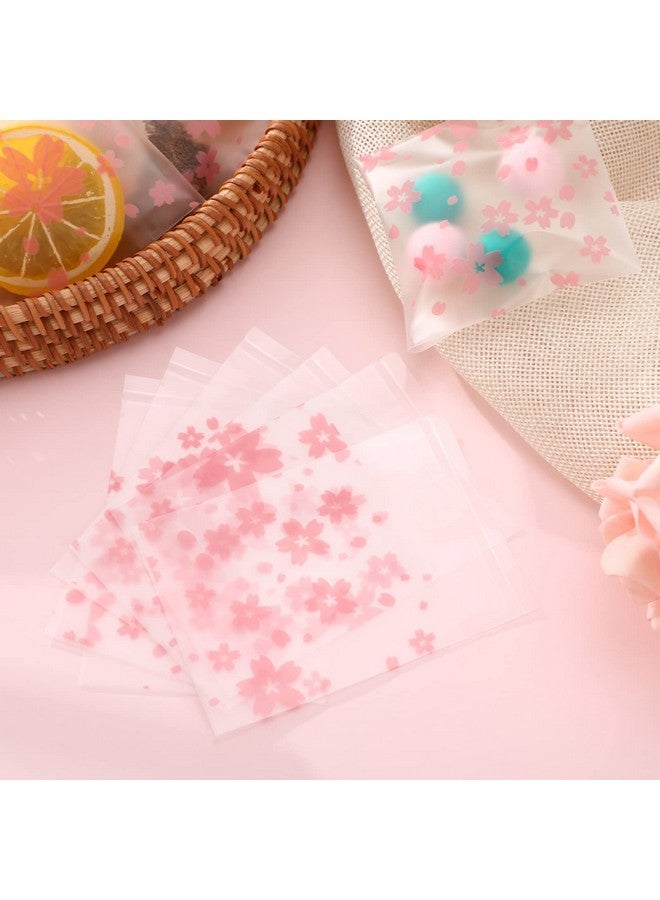 NUOMI Resealable Cellophane Bags Self-Adhesive Frosting Cherry Blossoms Bags 100Pieces Good For Bakery Candy, Cookie, Soap, Candle Gift Wraping Storage 2.8"X2.8" - Image 2