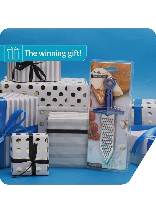 PELEG DESIGN - Gratiator Small Cheese Grater Stainless Steel Sword-Shaped Grating Utensil Lemon Zester Tool With Royal Blue Plastic Handle | Mini Cheese Grater For Parmesan Cheese Ginger Vegetables - Image 5