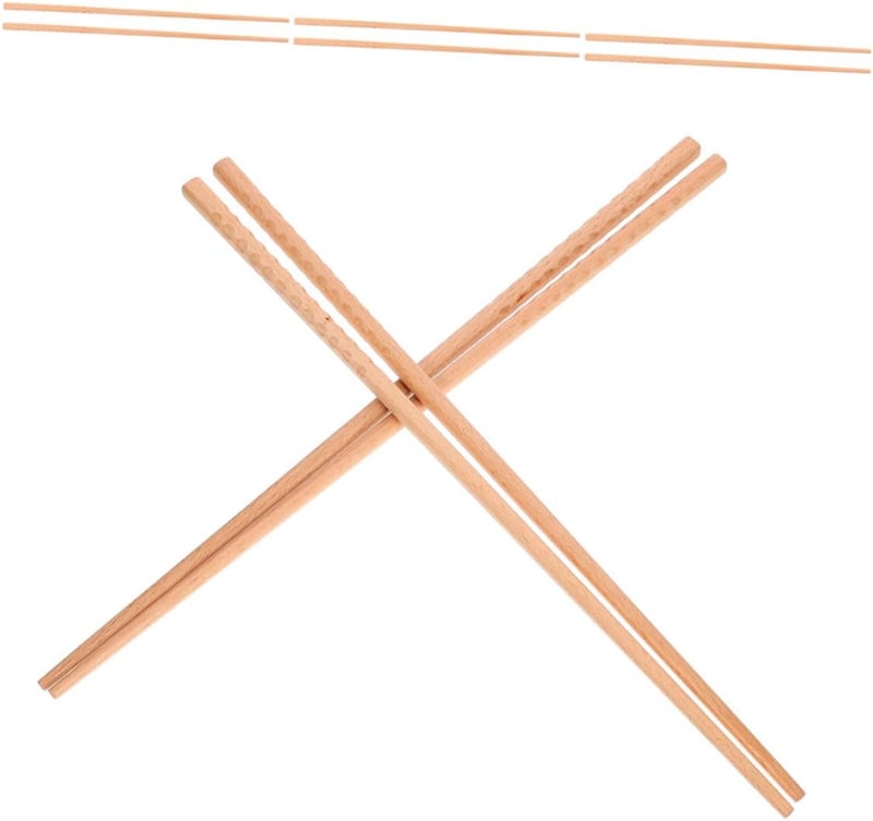 Long Beech Wood Cooking Chopsticks 33cm Reusable Hotpot and Frying Chopsticks for Noodles Dumplings 5 Pairs Kitchen Dining Tableware for Adults - Image 1