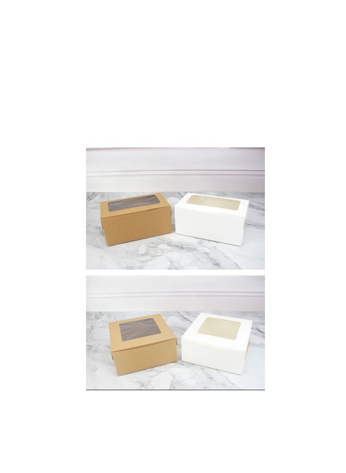 Brown 12-Piece 4-Cavities Kraft Paper Cupcake Box With Transparent Mini Window  - Image 2