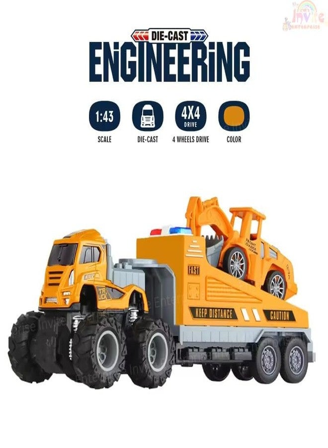 Funspark 1:43 4WD Diecast Alloy Engineering Excavator Truck Toys with Friction Powered Miniature Car Vehicle Toy for Kids, Boys and Girls - Image 3