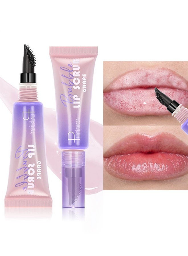 pudaier Bubble Lip Scrub -  Gentle Exfoliator for Soft, Smooth Lips, For Dry, Chapped Lips, Get Rid of Flaky Lips -Grape - Image 1