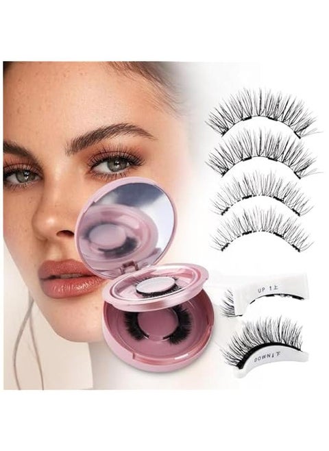 Wendy Lashes Magnetic Eyelashes with Applicator, Easy to Wear Lightweight Soft Reusable 2 Natural Style Pairs, No Glue Needed