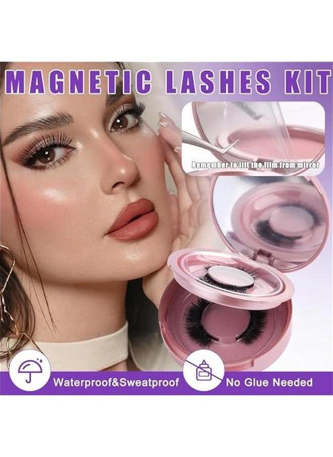 Wendy Lashes Magnetic Eyelashes with Applicator, Easy to Wear Lightweight Soft Reusable 2 Natural Style Pairs, No Glue Needed