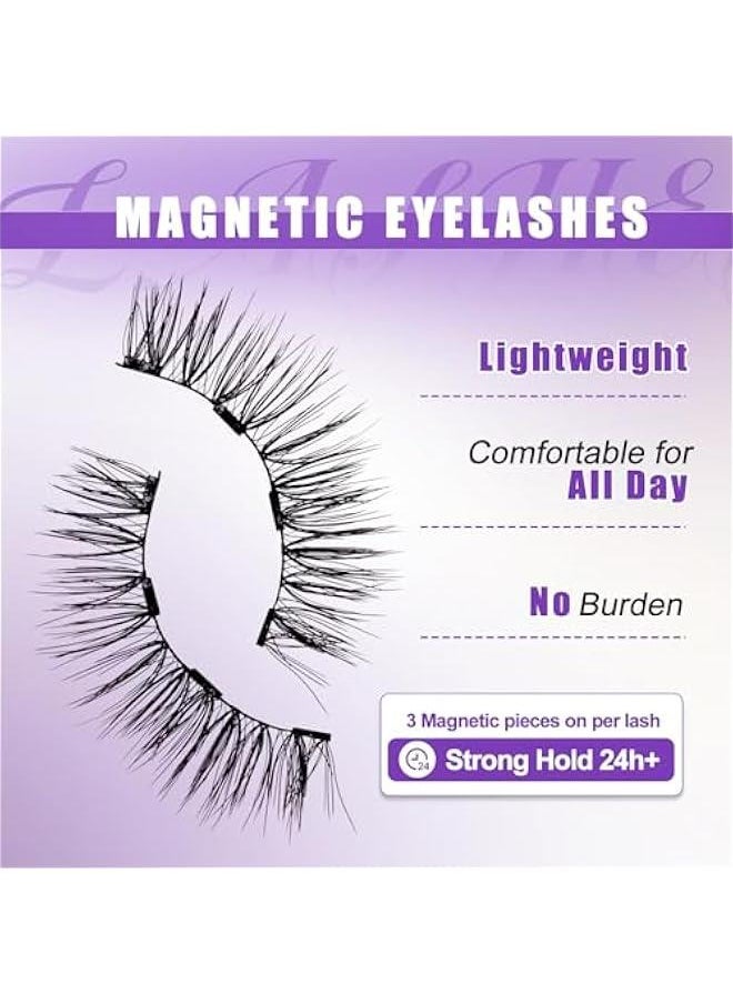 Wendy Lashes Magnetic Eyelashes with Applicator, Easy to Wear Lightweight Soft Reusable 2 Natural Style Pairs, No Glue Needed