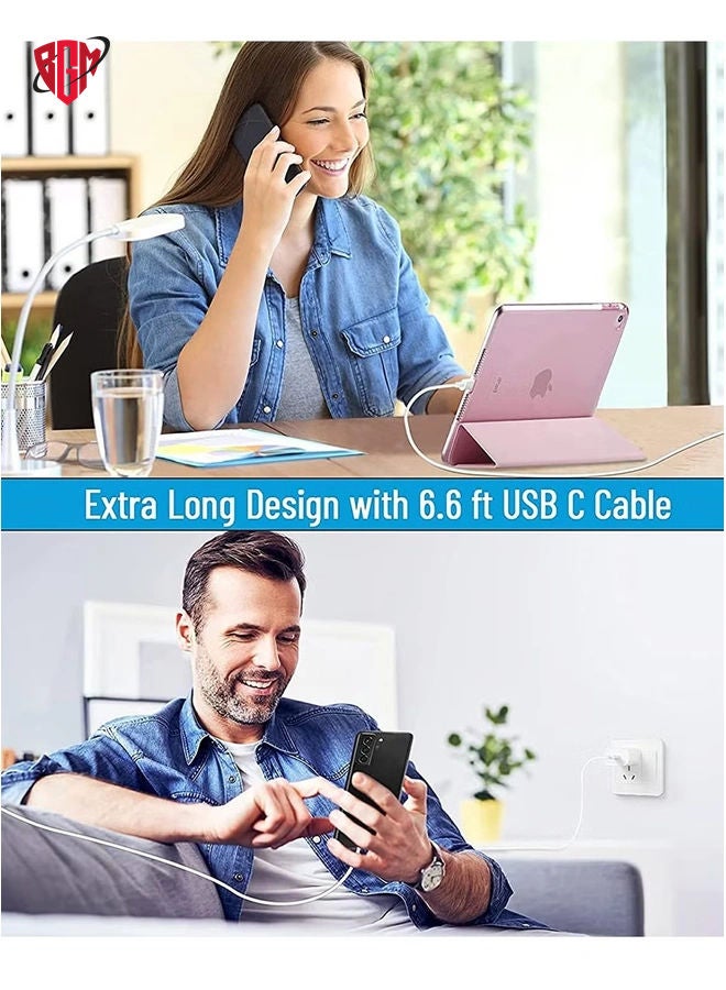 USB C charger and plug for ipad Pro, 20W Wall Fast Charger with 6.6FT USB C Fast Charging Cable Compatible for iPad Pro 12.9 5/4/3 Gen,iPad Pro 11 3/2/1 Gen,iPad Air 4,Galaxy S21/Note20, Pixel 5